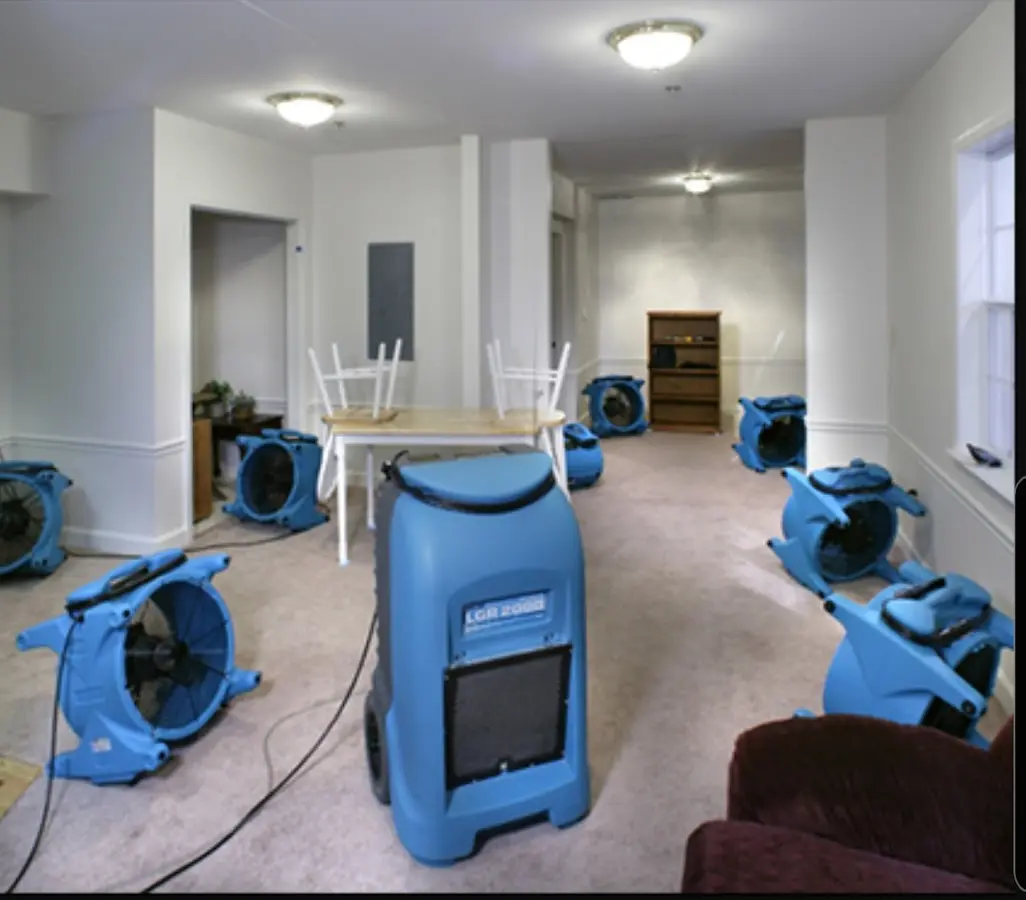 Air movers and dehumidifier setup for Water Extraction & Removal in Arvin